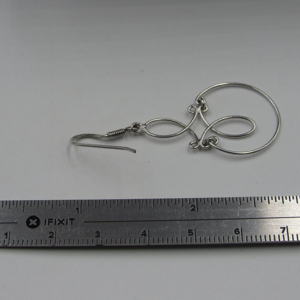 Sterling Silver Unique Pattern Dangle Earrings - image 4